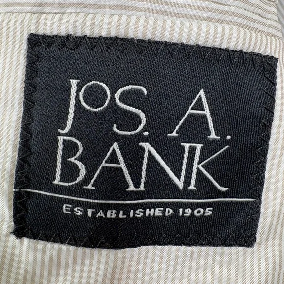 Jos A Bank Mens 42R 36x29 Tailored Fit Gray Cotton Wool Blend Micro Check Suit